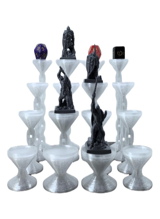 XJPONGC 16PCS Combat Risers for Flying Miniatures, DND Tabletop TRPG Terrain Flight Stands, Raised Platforms,1inch and 1.5inch incoulded 4 Different Heights with Stands and Bases,Crystal White - Image 1